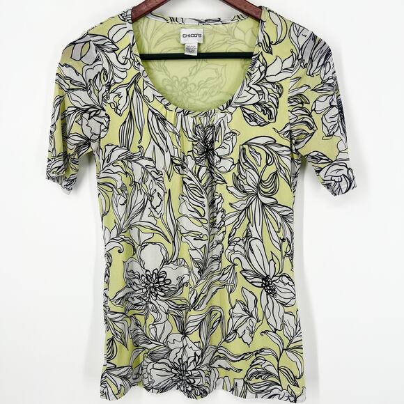 Chico’s Womens Size 0 or Small S Summer Floral Blouse Shirt Top - Picture 1 of 4